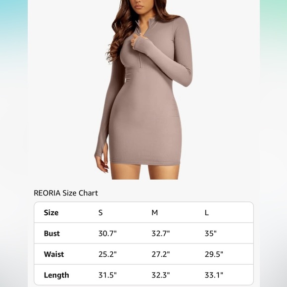 NWT REORIA Fall Casual Front Zipper Long Sleeve Dress Trendy Bodycon Mini Dress - Picture 6 of 6